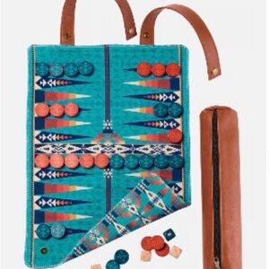 Pendleton Blue & Red Aztec travel Batgammon set